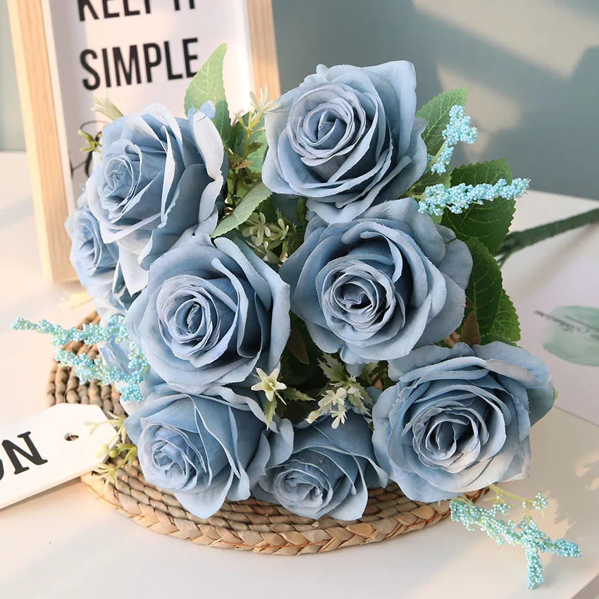 bouquet de roses artificielles en soie pour décoration et mariage - vue 3 sur 12