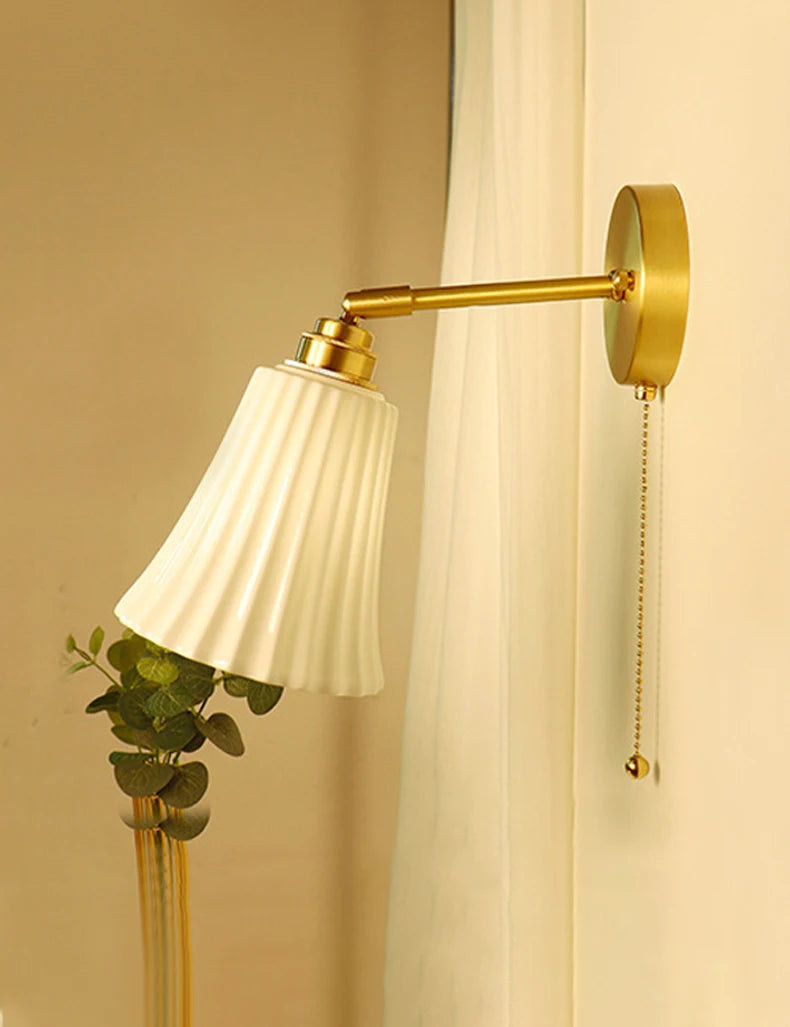applique murale rétro en laiton et céramique minimaliste - vue 5 sur 8