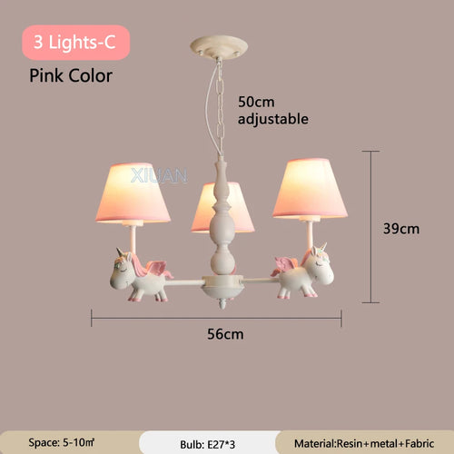 lustre licorne dessin animé pour chambre d'enfant suspendu - vue 17 sur 24