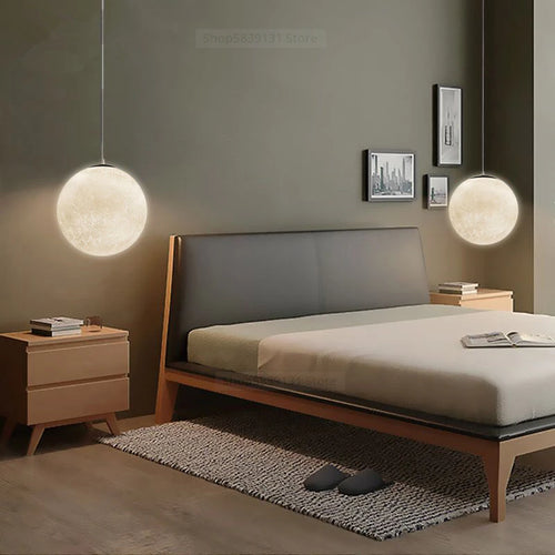 suspension LED en forme de lune design nordique moderne - vue 4 sur 7