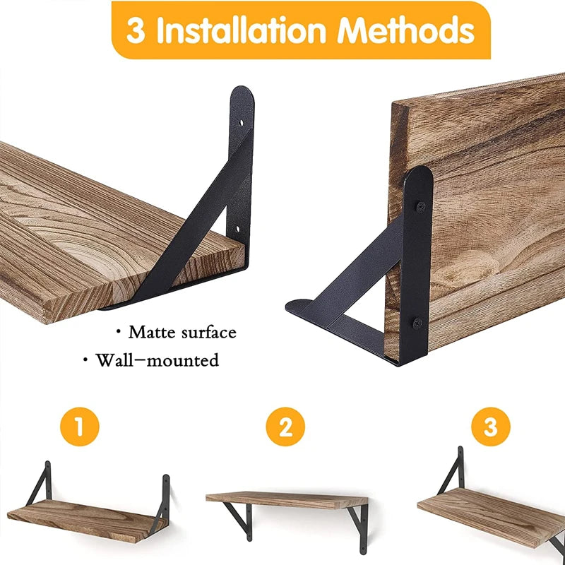 étagères murales en bois massif design simple pour rangement suspendu - vue 3 sur 10