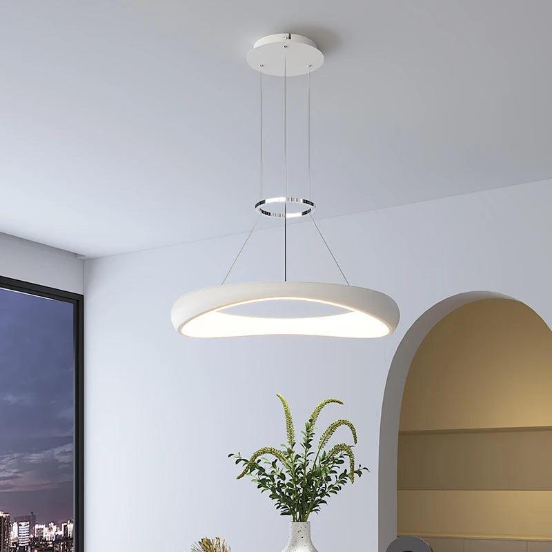 lustre led moderne nordique simple anneau restaurant bar - vue 3 sur 18