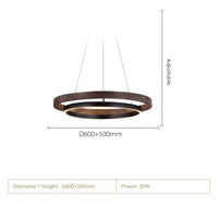 Lustre antique nordique bois anneau lumineux couleur