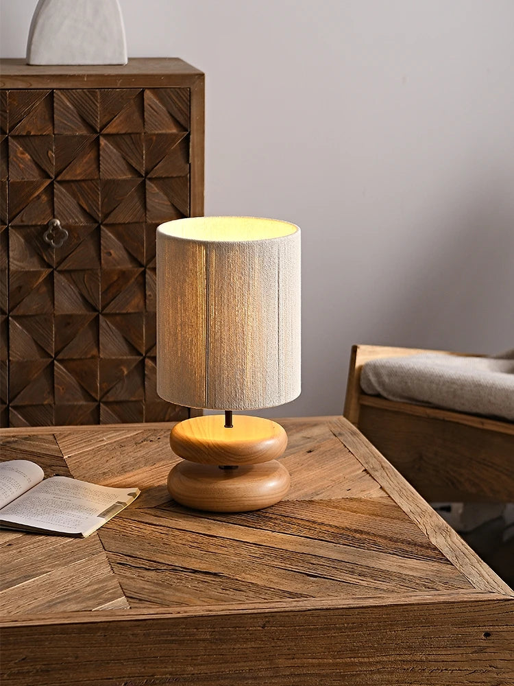 lampe de table japonaise bois massif rétro