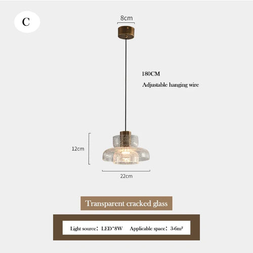 lustre en verre craquelé design rétro pour intérieur moderne - vue 12 sur 11