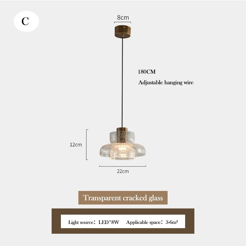 lustre en verre craquelé design rétro pour intérieur moderne - vue 11 sur 11