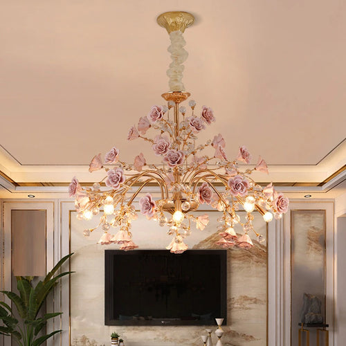 lustre en cristal céramique porcelaine lampe LED pour intérieur - vue 3 sur 9