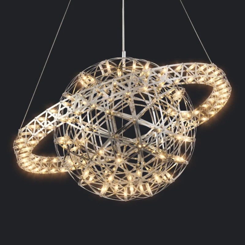 lustre sphérique raimond satellite en acier inoxydable led décor - vue 2 sur 9