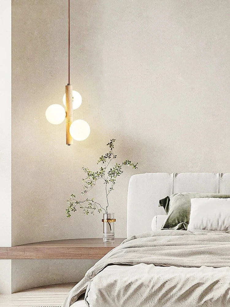 Style crème suspension LED lampe chambre chevet lustre bulle boule magique haricot perle rétro Restaurant longs luminaires