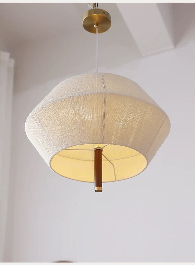 suspension nordique rétro en corde de chanvre et rotin à led - vue 3 sur 9
