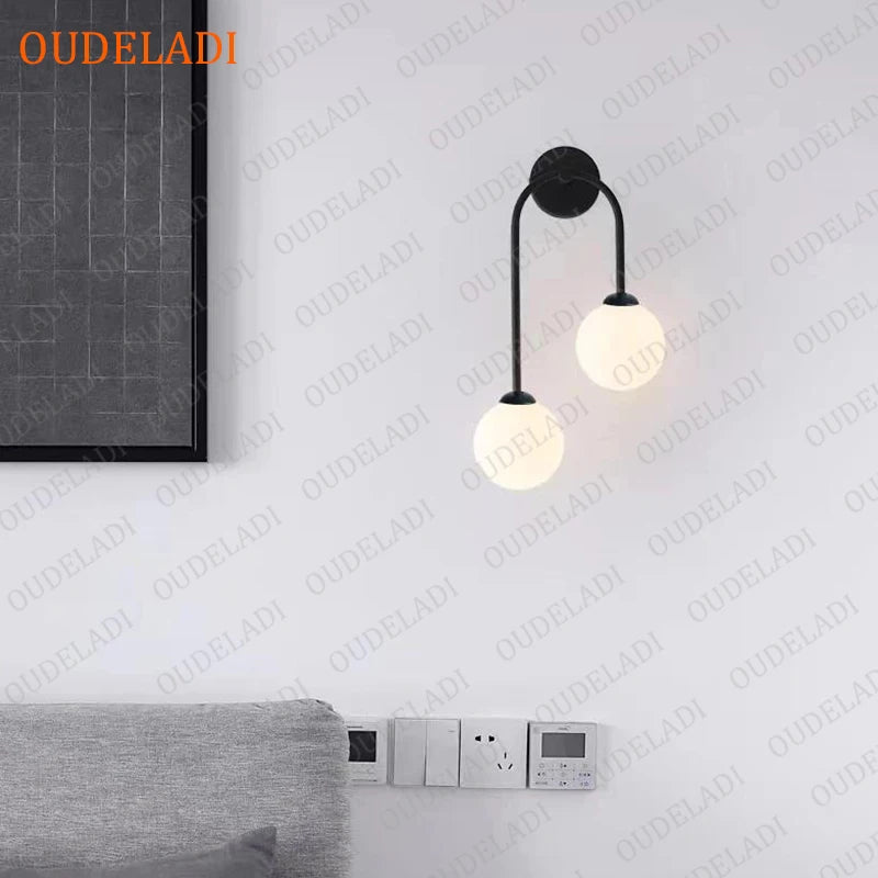 applique murale led boule verre intérieure moderne - vue 3 sur 10