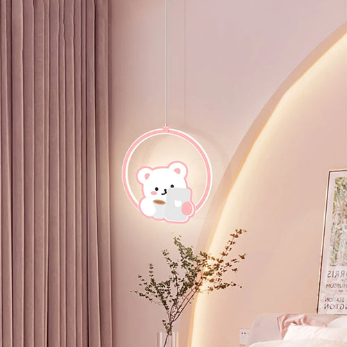 suspension mignonne vache ours rose pour chambre enfant - vue 4 sur 10