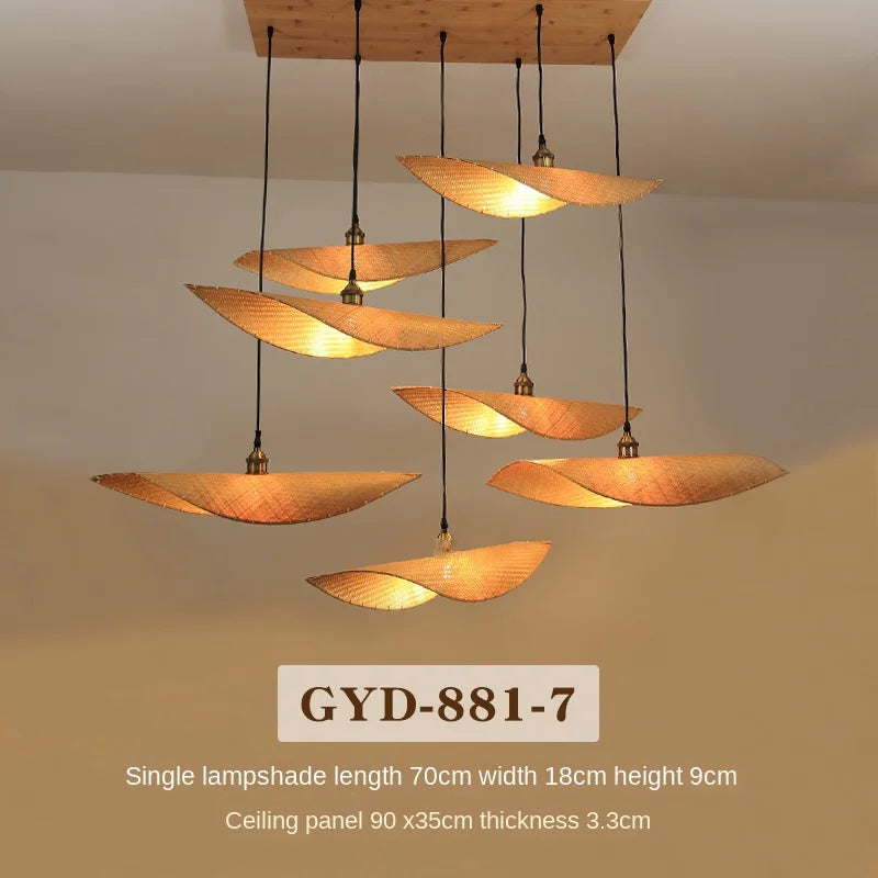 lustre en bambou style japonais pour décoration zen asiatique - vue 8 sur 11