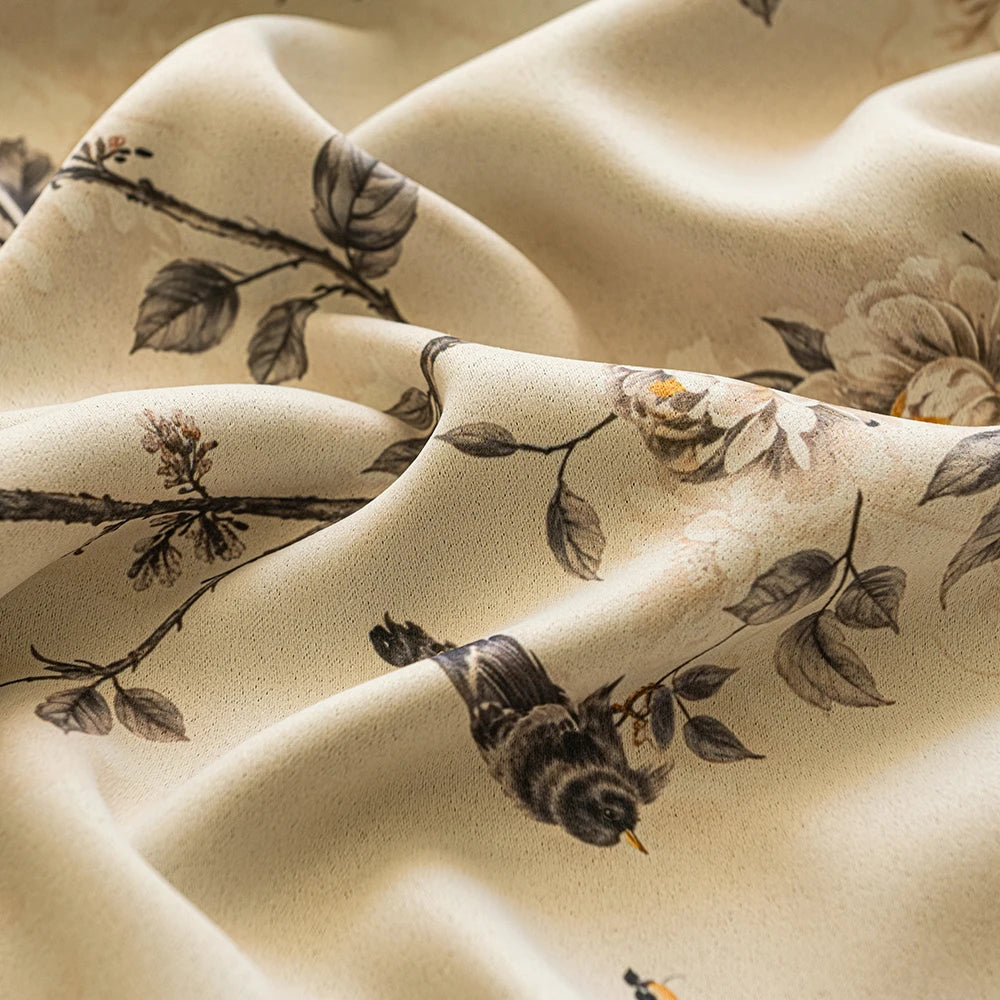 Rideau occultant floral style chinois pour salon chambre - vue 6 sur 7