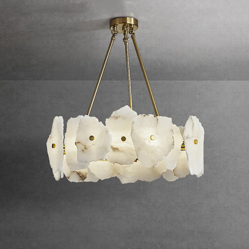 lustre créatif en tranche de marbre avec suspension led