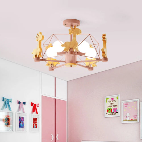 lustre en bois nordique lampe animal pour chambre enfant - vue 3 sur 9