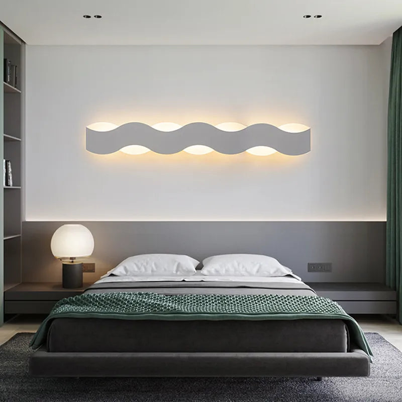 applique murale led moderne forme vague couloir intérieur - vue 3 sur 18