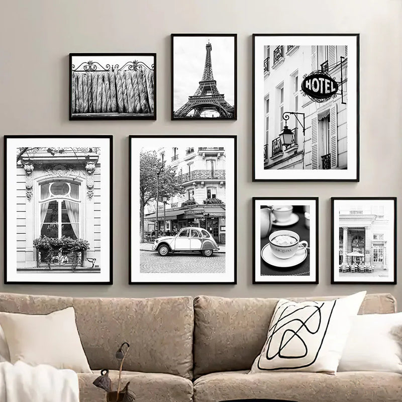 affiche vintage paris café voiture art mural nordique décor maison