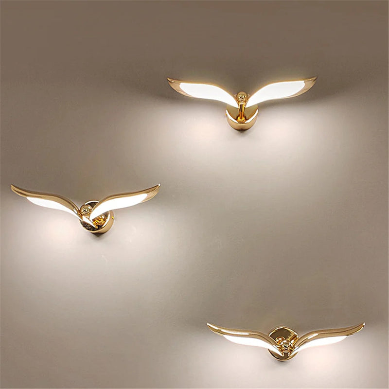 Applique murale Led de luxe en forme de mouette dorée