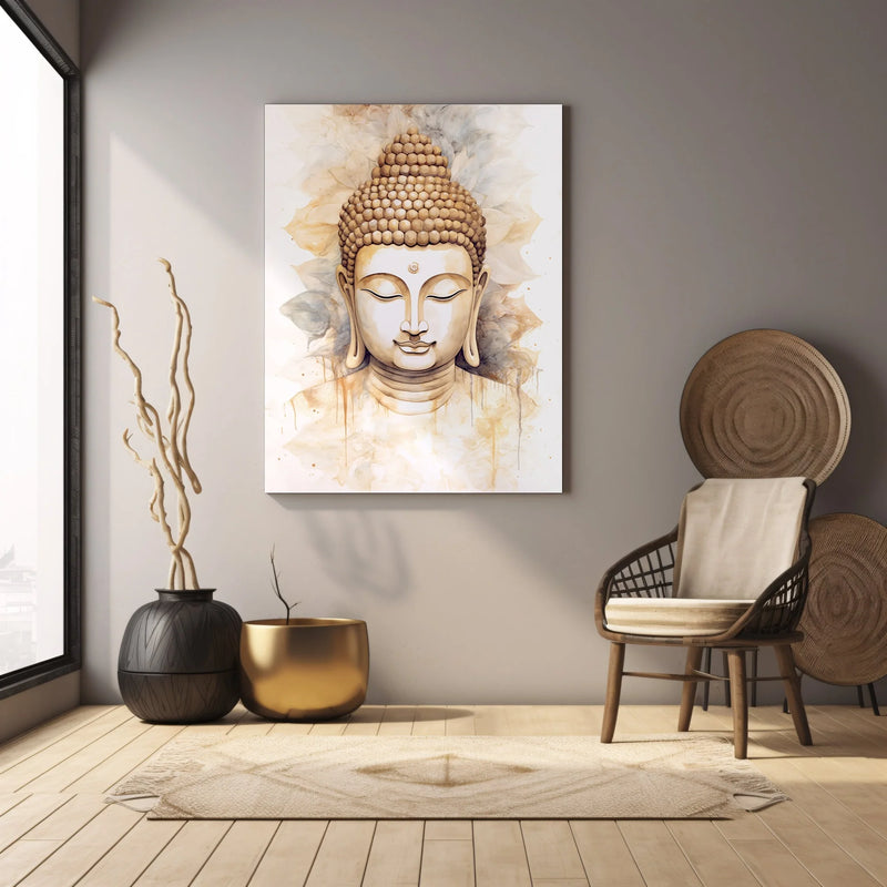 impression toile arbre de vie nordique et bouddha art mural spirituel