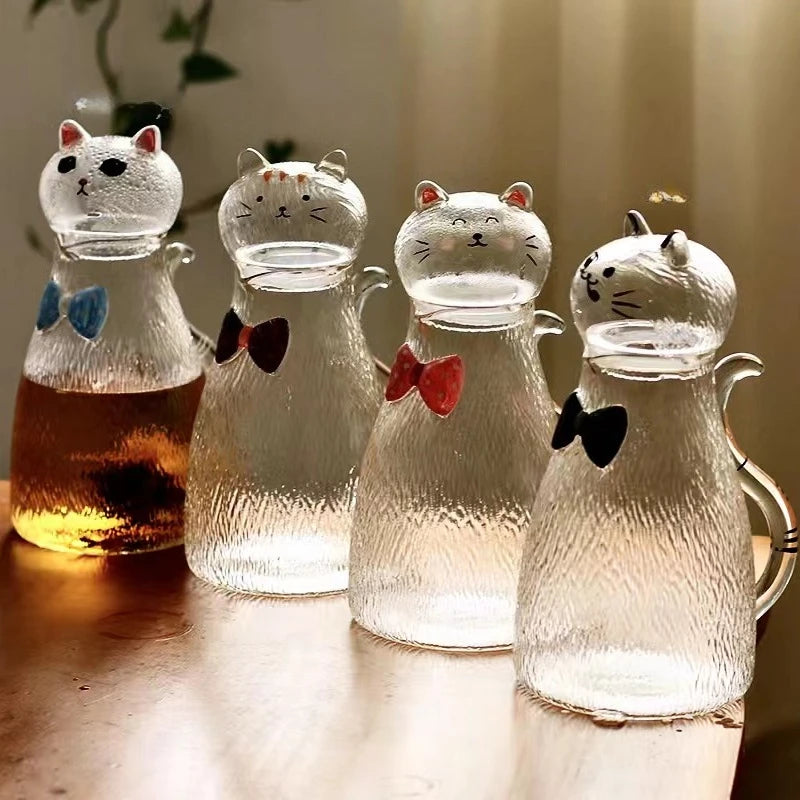 carafe en verre résistant motif chat style ludique - vue 3 sur 9