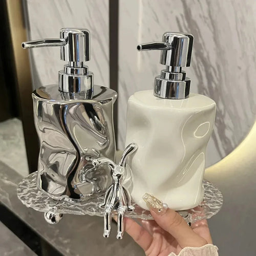 bouteille de lotion céramique distributeur pour gel douche et savon - vue 3 sur 6
