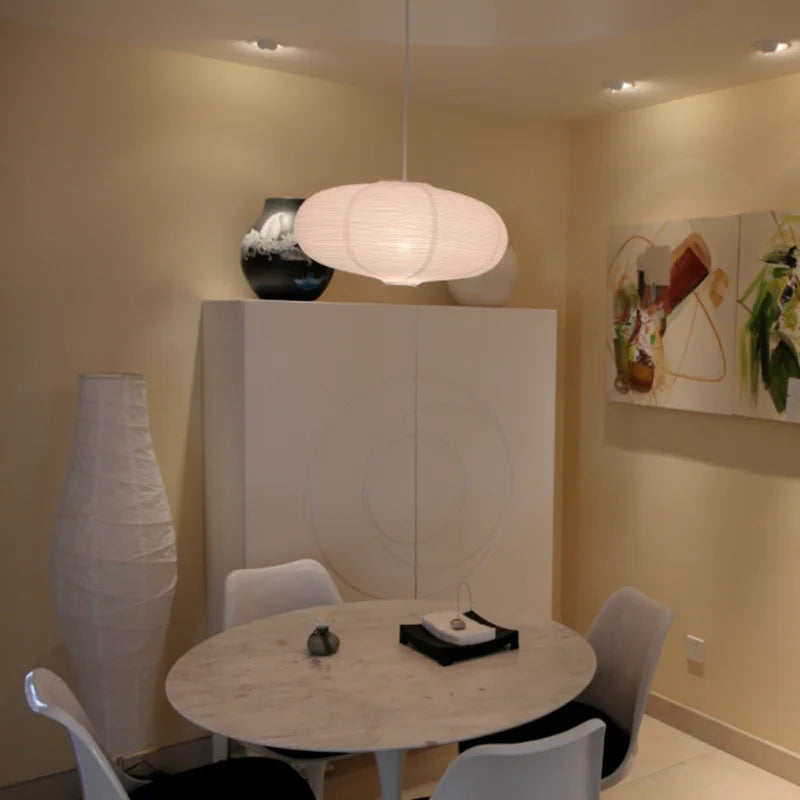 lustre sphérique en papier japonais forme de lune éclairage intérieur