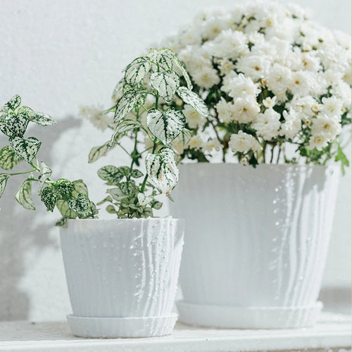 pot de fleurs haut simple en plastique à ondulations multicolore - vue 8 sur 8
