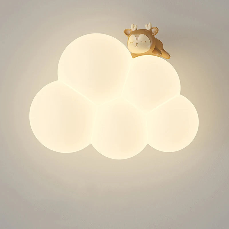 Singe Lumière Dessin Animé Animal Applique Nuage Blanc Applique Chambre D'enfant Veilleuse Chambre D'enfant Lampe De Chevet Protection Des Yeux