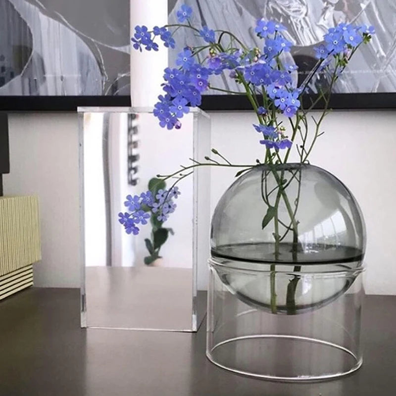 mini vase rond en verre pour décoration hydroponique écologique - vue 4 sur 18