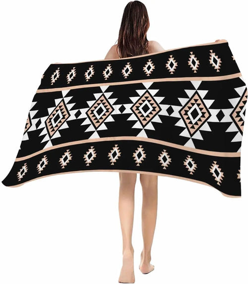 Serviette de plage motifs aztèques douce absorbante légère