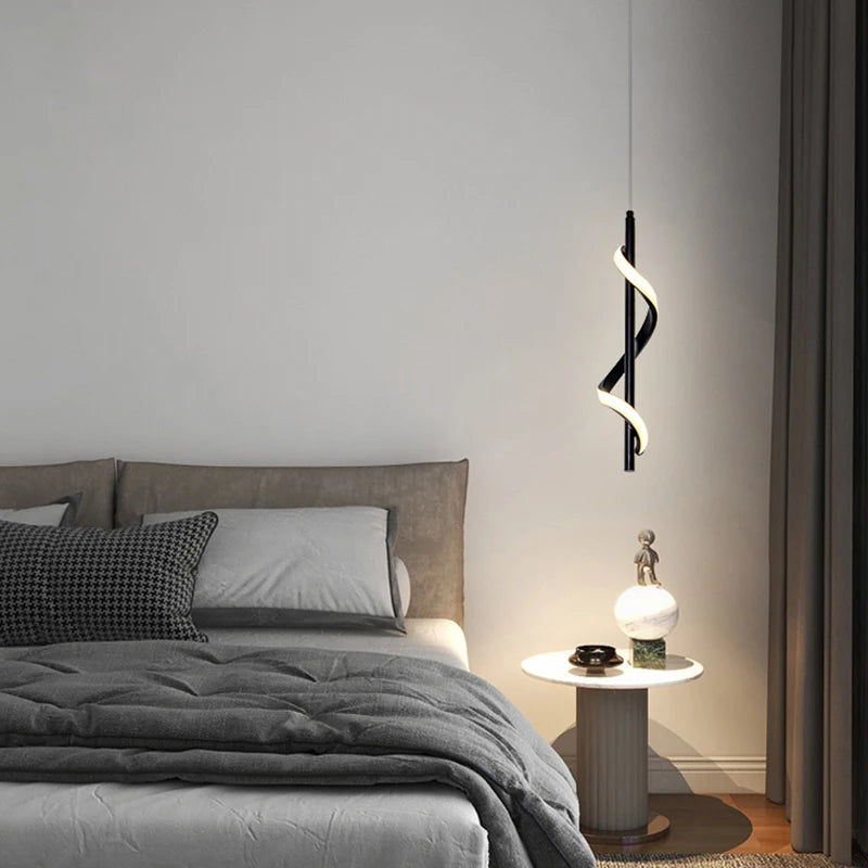 suspension led modernes avec long câble spirale