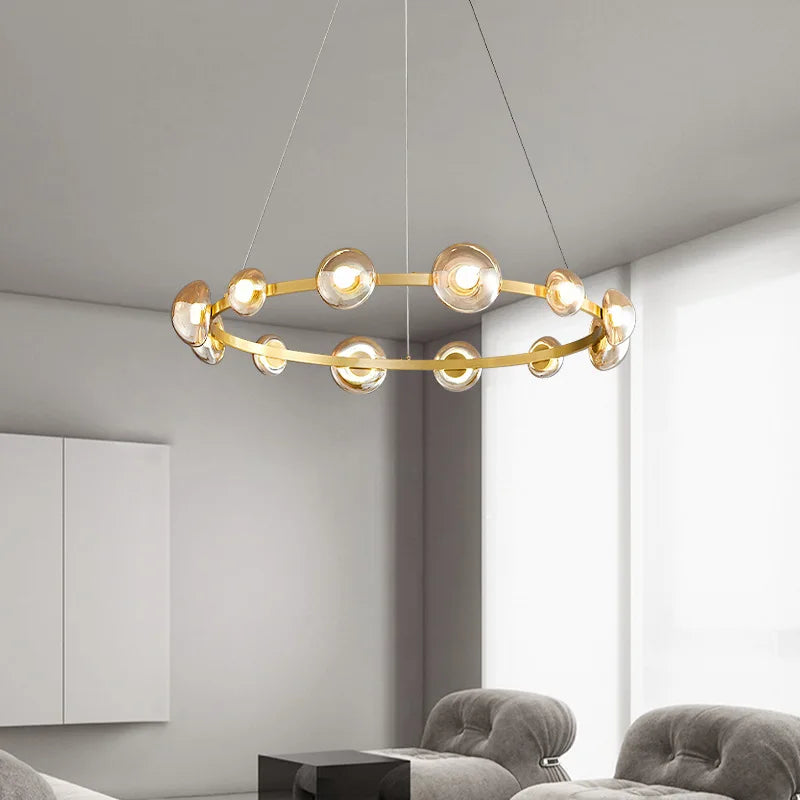 Lustre en Verre moderne minimaliste cuivre pour salle à manger chambre bureau intérieur décor à la maison luminaire nordique or
