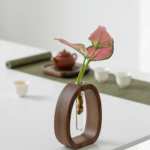 ustensile floral en bois massif vase en verre pour plantes en eau - vue 5 sur 7
