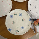Assiette a gateau ceramique style coreen motif floral