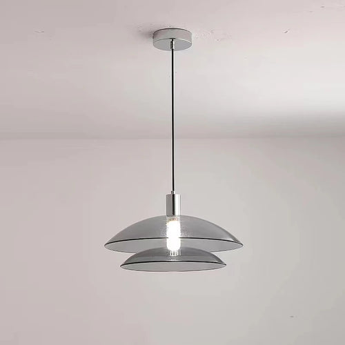 suspension en verre à double couche moderne en métal chromé - vue 4 sur 8