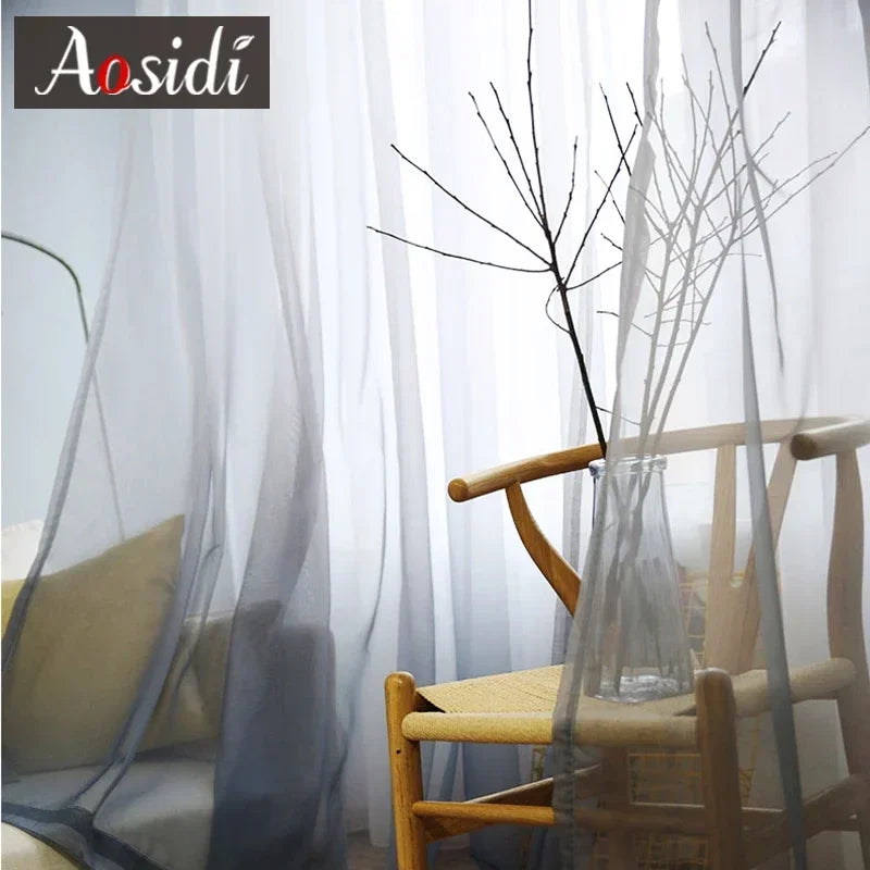 Voilage tulle dégradé moderne léger pour salon chambre - vue 6 sur 10