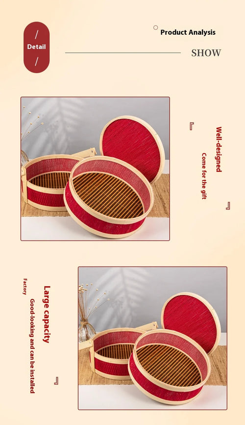 panier en bambou tressé portable pour pique-nique et repas - vue 3 sur 7