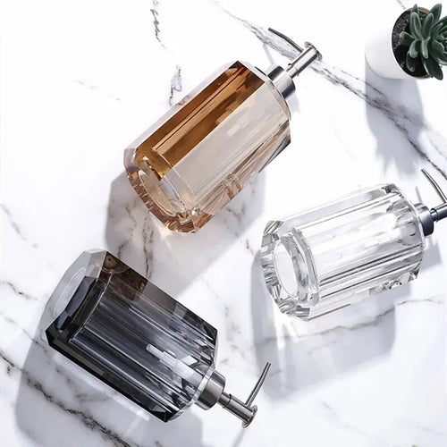 distributeur de savon liquide en cristal transparent pour salle de bain - vue 3 sur 20