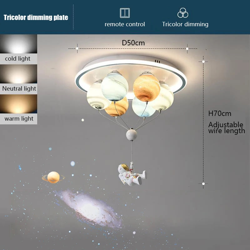 SANDYHA astronaute plafond moderne à LEDs lumière créative planète lampe pour chambre d'enfants salle à manger étude maternelle éclairage