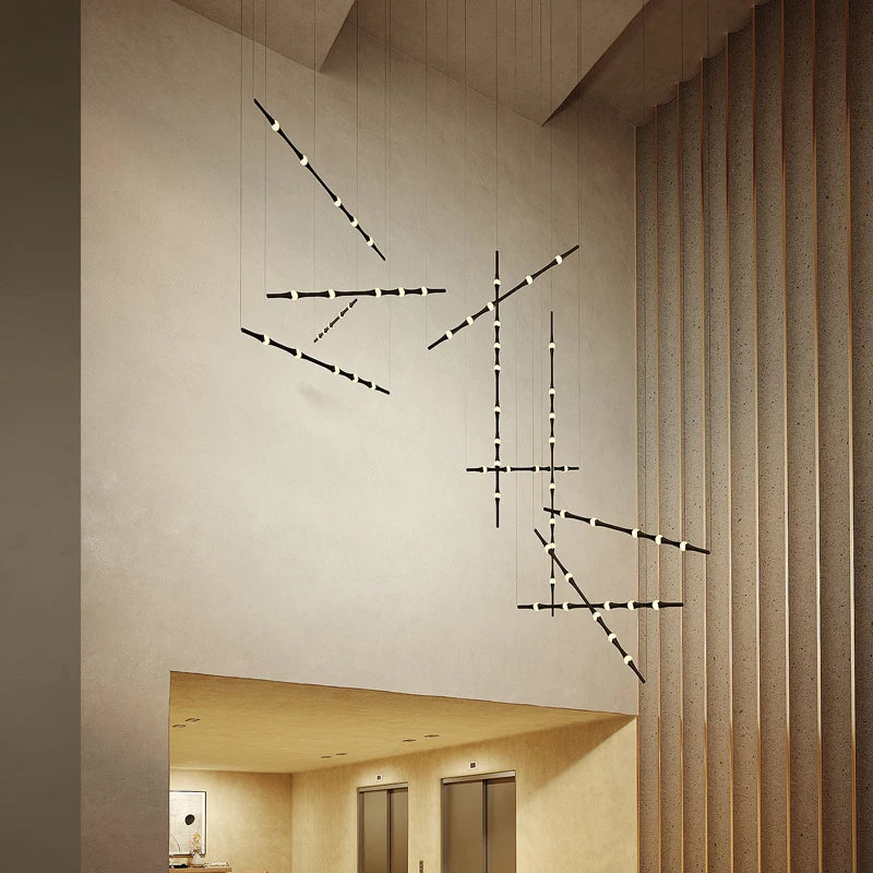 Lustre d'escalier moderne Led salon lumière intérieure décoration de Villa nordique longue lampe suspendue lampes de hall d'hôtel de hall de centre commercial