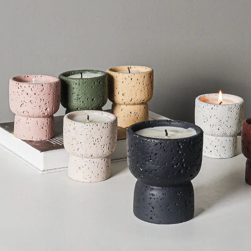 bougie d'aromathérapie nordique en ciment pour décoration intérieure - vue 5 sur 10