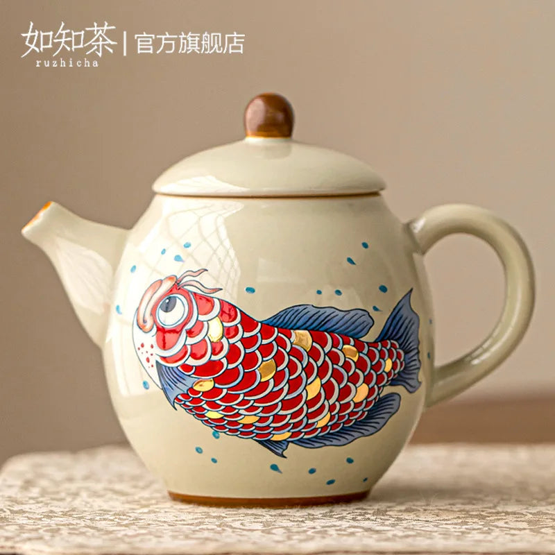 Théière arowana rétro kung fu en céramique 150ml - vue 3 sur 6