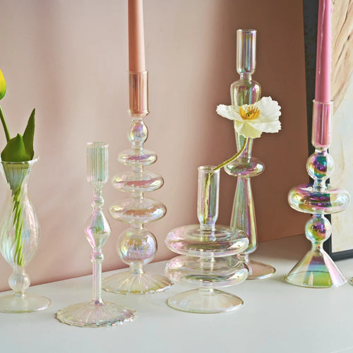 bougeoir en verre décoration nordique pour mariage et fleurs - vue 6 sur 22