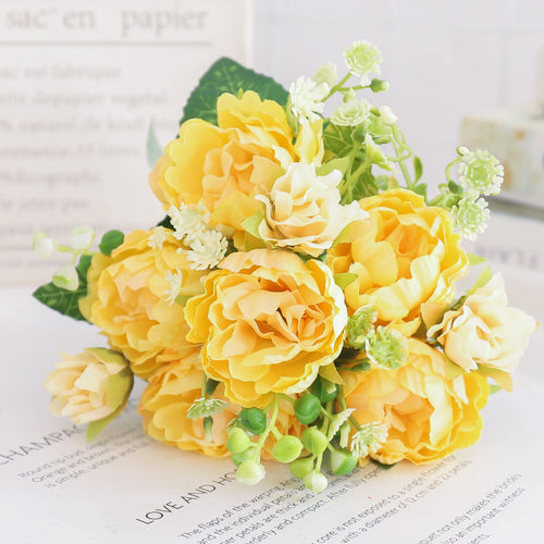 fleurs artificielles soie pivoine hortensia décoration mariage bouquet - vue 22 sur 40