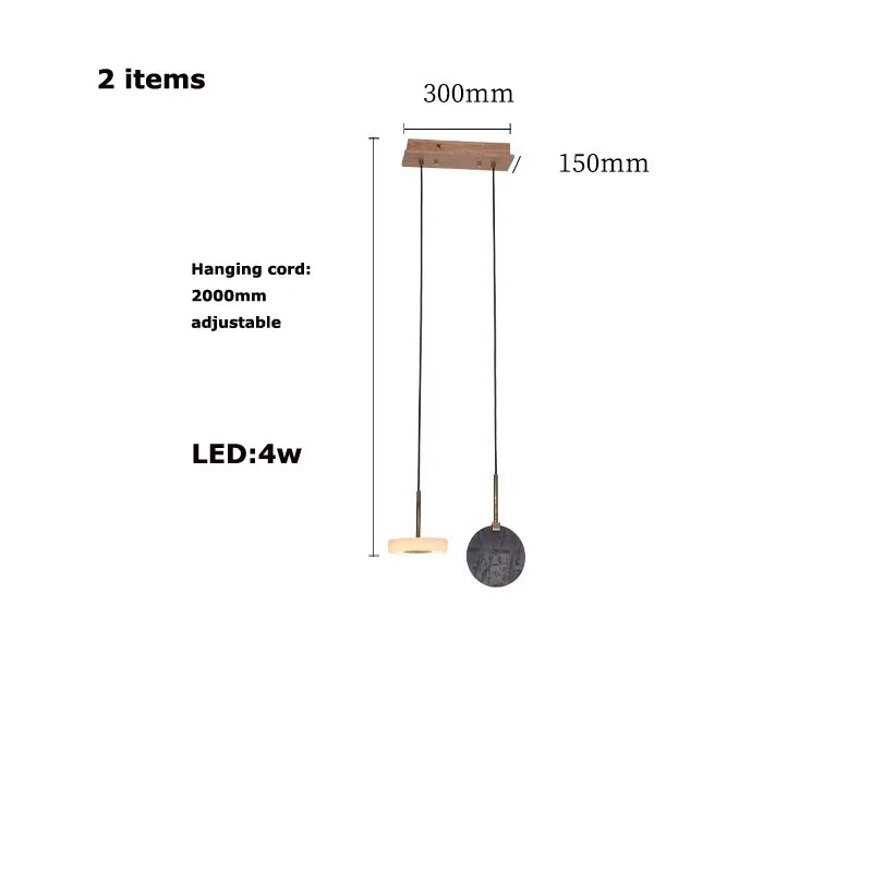 lustre suspendu en bois naturel ou marbre doré avec éclairage led - vue 12 sur 11