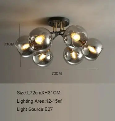 plafonnier industriel design en verre fumé pour décoration moderne - vue 10 sur 12