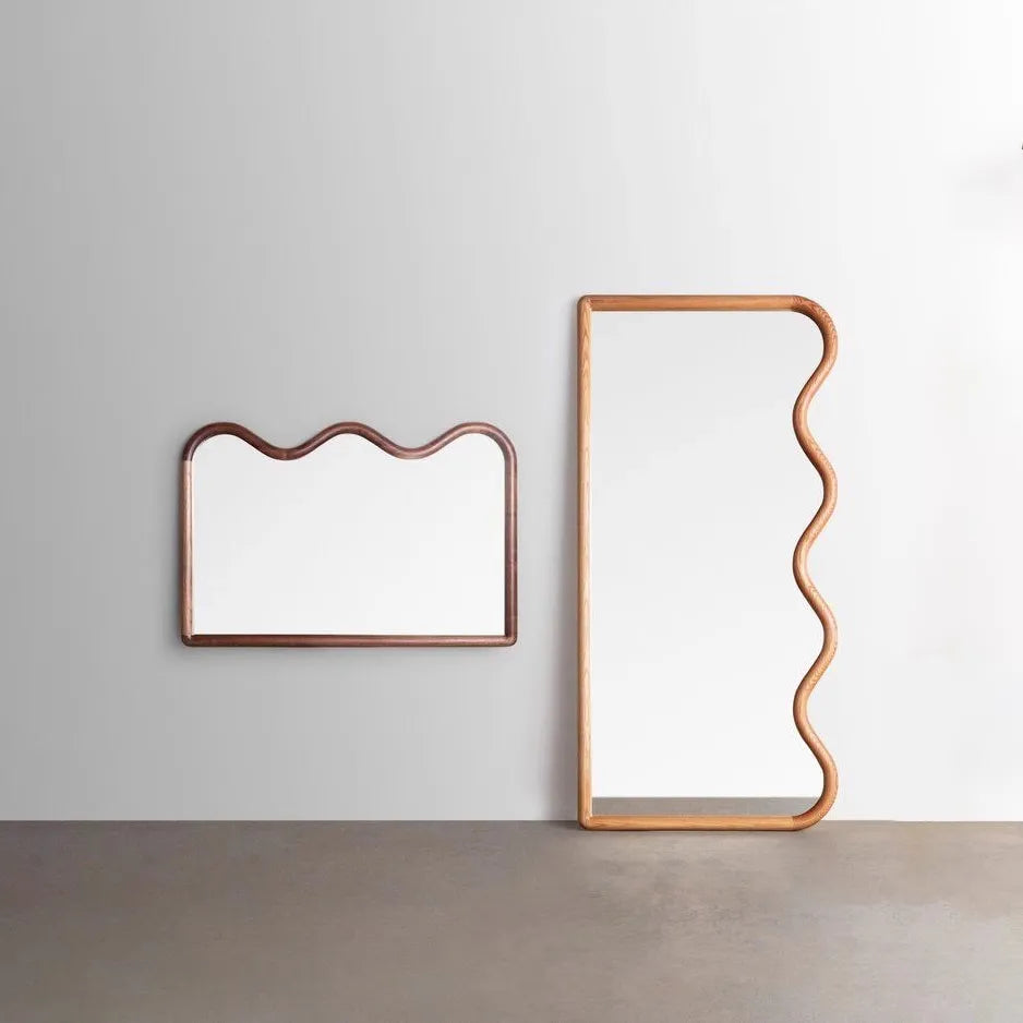 miroir rétro créatif en bois pour décoration intérieure mural - vue 3 sur 8