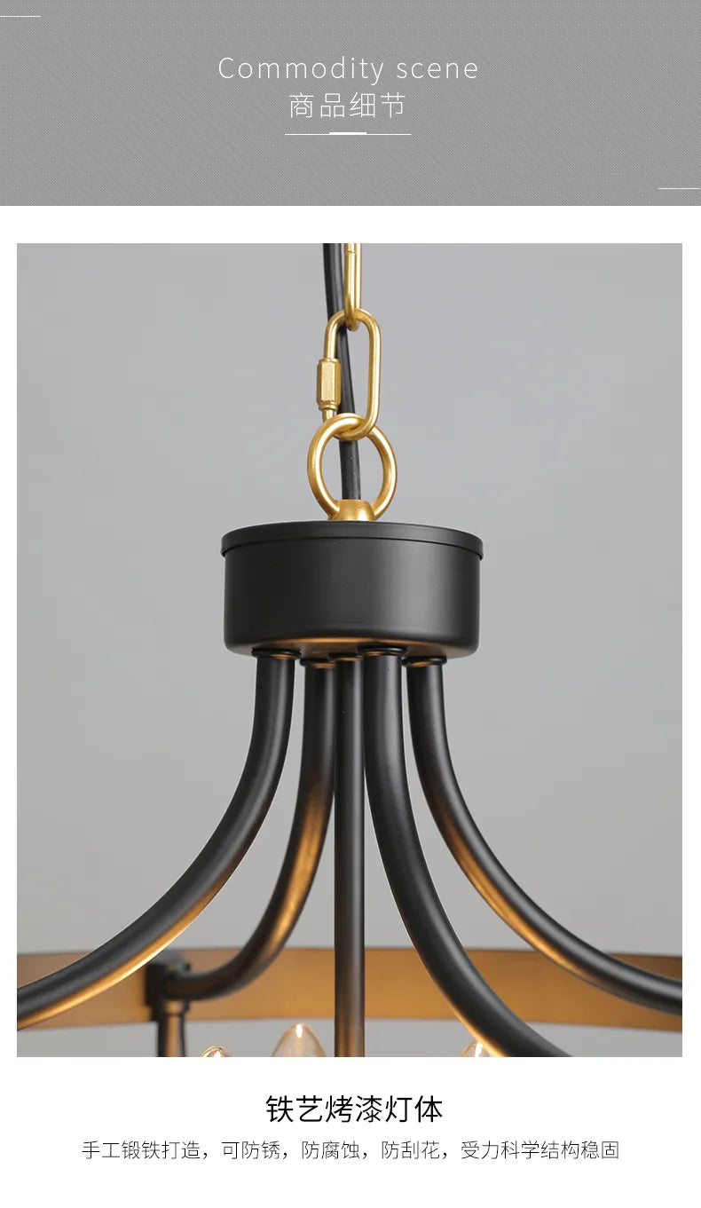 lustre rustique fer moderne suspendu - vue 6 sur 5