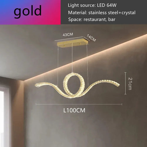 Luxury Restaurant LED Crystal Chandelier Modern High-end Design Gold/Silver Dimming Lamp Bar Kitchen Island Stair Pendant Lights - vue 10 sur 12